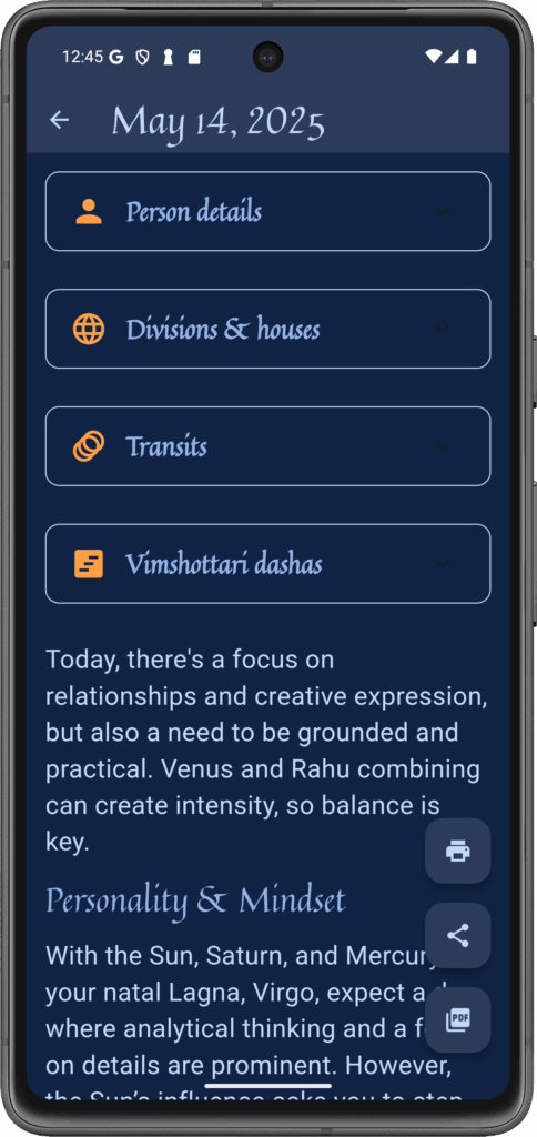 Screenshot of reading